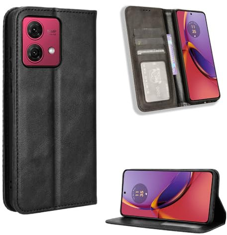 COMAKU Étui à Rabat et Folio pour Motorola Moto G84 de Noir