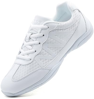 SECHRITE Damen Cheerleading Cheer Schuhe Weiß Mädchen Tanz Turnschuhe Dance Jazz Sneaker Tanzschuhe Tanztrainer Jazz-Trainer Yoga Training Aerobic Schnürschuhe 36 EU