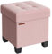 SONGMICS Storage Ottoman, Foldable Small Ottoman Foot Rest, 38 x 38 cm Foot Stool, Ottoman with Storage, Load up to 300 kg, for Living Room, Bedroom, Dorm, Jelly Pink LSF014R51