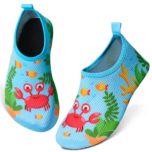 Escarpines Niño Niña Zapatillas de Agua Playa, Secado Rápido Calcetines Piscina Niño Agua Zapatos Escarpines para Bebe, Calzado Descalzo de Surf Buceo Natación 22-33EU