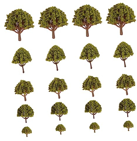 NUOBESTY Modell Landschaftsbäume 20 Stück Gelb Grün 3-8cm Miniatur Bäume Für Modellbau Landschaft Layout Diorama
