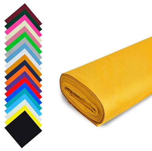 Fashion Track Senf Stoff Baumwolle Meterware UK - 147,5 cm breit - 100% Baumwollstoff Uni - 60 Quadrat - erhältlich in 20 Farben und 5 Größen (1 Meter, Senf)