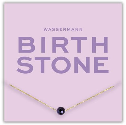 happymaker - Geburtsstein Kette, vergoldete Silberkette 925 mit echtem Amethyst, Geburtstein Februar, Wassermann Sternzeichen, handgefertigt und größenverstellbar, Geschenkverpackung