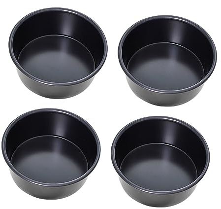 LABRIMP 4pcs Cake Baking Moulds Non Stick Nonstick Cupcake Making Tool Mini Mold Cups Oven Baking Pan Loose Bottom Tart Cake Release Spray Kitchen Tool Baking Supplies Solid Bottom Bread