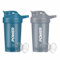 POWER Lot de 2 flacons shaker pour poudre de protéines, sans BPA, anti-fuite, avec bouchon à visser sécurisé, supplément de protéines pour salle de sport (gris - bleu arctique)