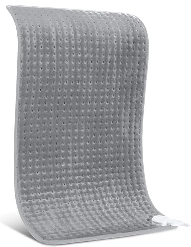 VISFAPAER Heating Pad for Back Pain Relief, 17 X 33 XXX-Large Heating Pads for Cramps Neck & Shoulder, Extra XL Electric Heat Pad W/ 6 Temperature Settings,Moist Dry Heat Therapy,2H Auto-Off, Grey