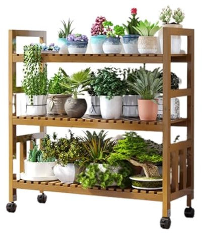 Pflanzenständer Robustes Leiterregal Modernes kreatives Pflanzenregal Zimmerpflanzenhalter Bambus-Präsentationsregal Rustikaler Blumenhalterständer für Terrasse Wohnzimmer Garten Korrosionsb