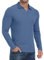 QIXING Mens Long Sleeve Polo Shirts Slim Fit V-Neck Ribbed Knit Golf T Shirt Casual Spring Autumn Shirt for Men UK for Golf, Casual and Work Wear(Blue, L)