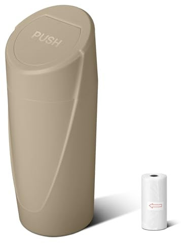 SGLRT Poubelle de voiture avec couvercle – Porte-gobelet – Mini poubelle de voiture étanche beige avec 20 sacs poubelle – Organisateurs de voiture et rangement pour accessoires de siège avant et