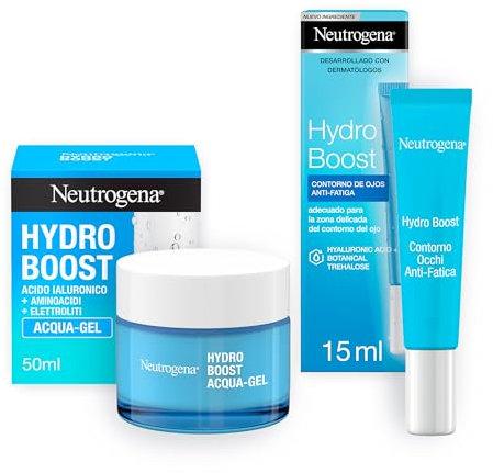 Neutrogena Hydro Boost Skincare Kit, Set skincare viso completo con Crema Idratante Viso Aqua-Gel 50 ml e Contorno Occhi Anti-Fatica 15 ml per una pelle idratata e luminosa – Kit Esclusiva Amazon