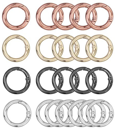 22 Stück Rund Karabinerhaken, 28mm Schlüsselringe, 4 Farben Karabinerhaken klein, Runde Karabiner Ring, Schlüsselring Klein für Bastelarbeiten, Taschenzubehör, SchlüSselanhänger, DIY Handwerk Machen