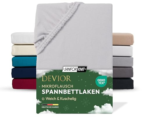 Devior Mikroflausch Winter Spannbettlaken, Silber, 180x200-200x200 cm – Flauschig weich & wärmend – Mikrofaser mit 190 g/m²– Winter-Spannbetttuch für Topper & Matratzen – Oeko-TEX Zertifiziert