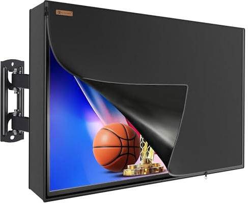 IC ICLOVER Outdoor TV Cover 40 inch, 600D Heavy Duty Waterproof TV Protector with 3 Sides Full Zipper, Fits up to 38 W×22.5 H, Weatherproof Outside Television Covers Enclosure for Flat Screen TVs