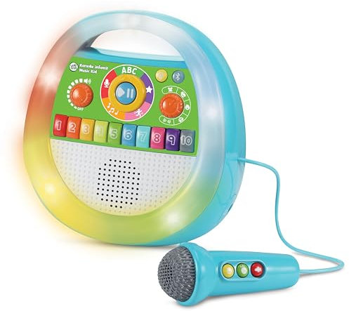 VTech Leapfrog Karaoke Infantil Music Kid, Juguetes Electrónicos Niños +2 Años, Bluetooth, Altavoz Interactivo, Asa Portátil, +40 Canciones y Melodías, Grabadora y Efectos de Voz, Versión ESP