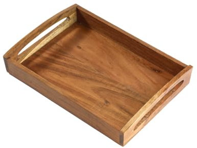 Hazelton Oaks Mango Wood Rectangle Serving Trays – Large, Decorative Wooden Tray with Built-in Handles for Food Serving, Display, or Organising – Durable Kitchen Tray. (LARGE)