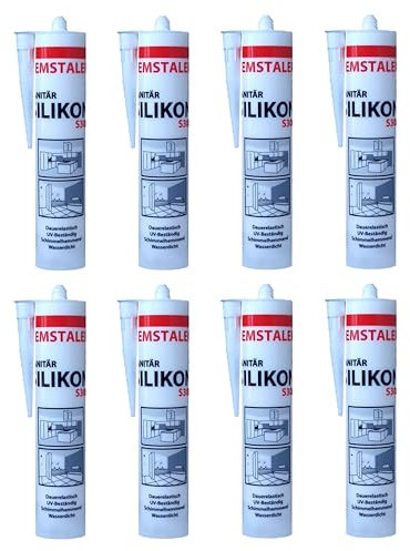 8x Remstaler SANITÄR SILIKON 300ml | Wasserdicht | für Innen- und Außenbereich | weiß und transparent (transparent)