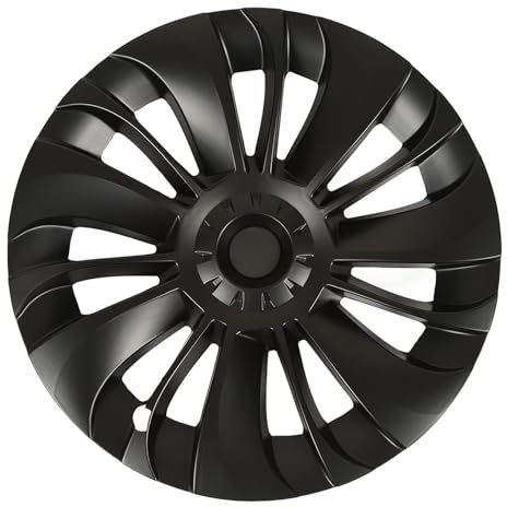 Sporty 14 -Spoke Matte Black Turbo Style Wheel Hub Cap, ABS, Ersatz für -Modell Y 20202023, Passt 19 Zoll, Schützendes, Geräuscht (Asymmetrisch)