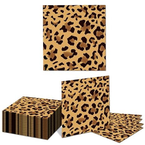 Kotkiddy 40 Piece Giraffe Print Napkins, Leopard Print Paper Napkins, Disposable Party Dinner Dessert Napkins for Birthday, Baby Shower