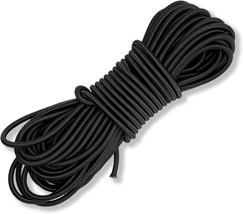 Corde élastique 10 m, tendeur élastique 8 mm avec 20 Clips – Sandow pour bâche Robuste, Cordon élastique Noir pour tendeur bâche, Camping, Jardin, remorque, extérieur et Fixation de bâches