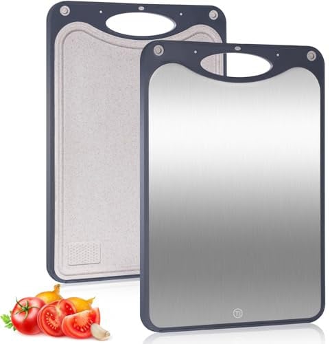 CHDEXU Cutting Board for Kitchen, Titanium Chopping Board Double Sided for Carving Meat, Cutting Vegetables and Fruit, Heavy Chopping Boards with Handle