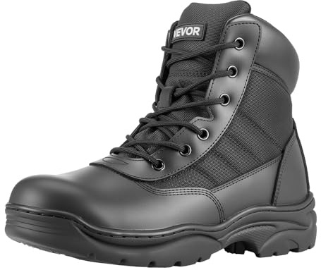 VEVOR Stivali da Lavoro Stivali da Combattimento Taglia UK 8 Scarponi Altezza 152,4 mm Traspiranti da Esterno per Sicurezza all'Aperto per Escursionismo Tessuto Oxford 1000D, Scarpe da Moto, Nero
