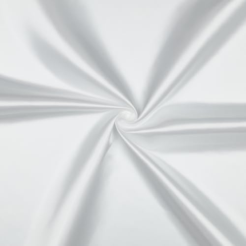 VmG-Store Satin Stoff 2m x 146cm Coupon Satinstoff Keine Meterware seidig Polyester zum Nähen glänzender Dekostoff für Kleidung Vorhänge Kostüme Damen Kleid Rock (002 Weiß)