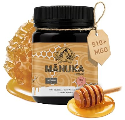 OKO HONI Manuka Honig 510 MGO + hergestellt & abgefüllt in Neuseeland mit zertifiziertem Methylglyoxal Gehalt, natürlich reiner Manuka Honig, vegetarisch & laborgeprüft, 250 gr.