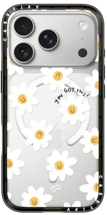 CASETiFY Compact iPhone 17 Pro Hülle [MagSafe-kompatibel/Schlank/Schutz vor Stürzen aus 1,2 m] - Daisies by Laura Jane Illustrations - Transparentes Schwarz