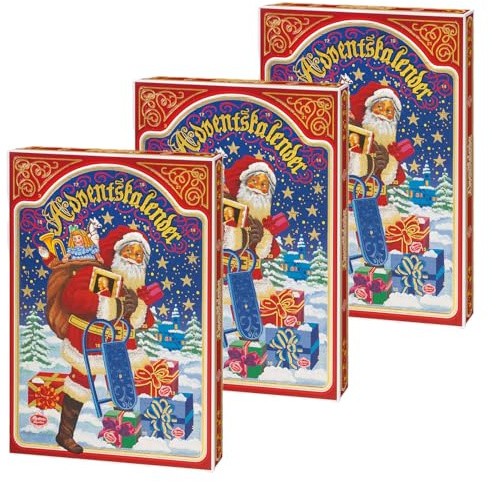 Reber Confiserie-Adventskalender Nostalgie 3er Set – Festlicher Weihnachtskalender mit Mozart-Kugeln, Marzipan & Nougat, 3x 650g