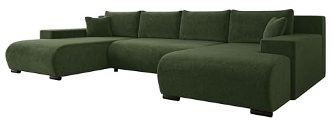 Mirjan24 Ecksofa Nojan, Eckcouch Couch mit Schlaffunktion und Bettkasten, Wohnlandschaft in U-Form, Komfortables Sofa mit Zwei Ottomane (Clara 215.10)