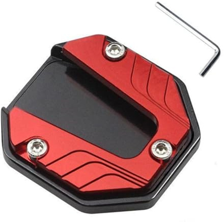 1 Seitenstaender Platte Motorrad Aluminiumlegierung rutschfest Rot | Fussabstand, Bodenkontakt, Stabilitaetserhoehung, Untergrund, Motorradstaender, Parken, Fusspolster
