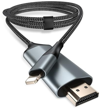 dibdib Lightning to HDMI Adapter Cable 6.6FT 1080P, iPhone to HDMI Cable for TV Projector Monitor, Supports iPhone 14 13 12 11 XS XR X iPad (NOT iPhone 15+)