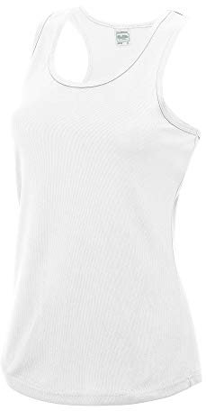 Just Cool Girlie Fit Sports Ladies Vest / Tank Top (M) (Arctic White)