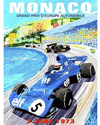 Wee Blue Coo Vintage Advert Motor Sport Monaco Grand Prix 1973 Art Print Poster Wall Decor Kunstdruck Poster Wand-Dekor-12X16 Zoll
