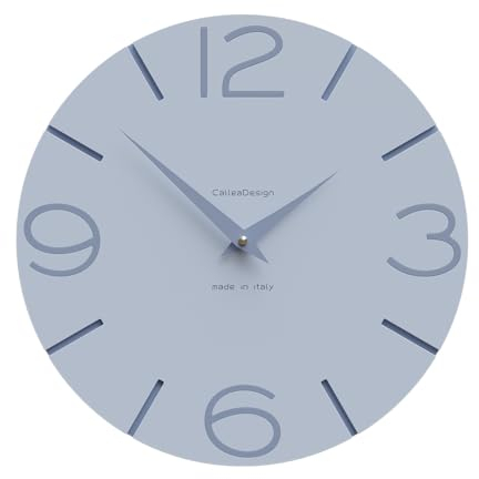 CalleaDesign - Smile Wall Clock, Handgefertigt in Italien, 30 cm, Elegant und leise, Hohe Qualität, Perfekte Geschenkidee [Puderblau und Zuckerpapier].