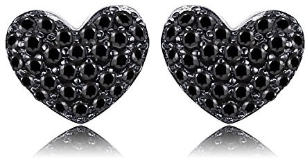 JewelryPalace 0.29ct Naturale Nero Spinello Gioielli Donna Amore Cuore Pavé Stud Orecchini a Perno Argento 925 Sterling