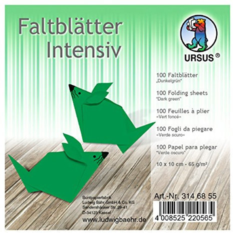 Ursus 3146855 - Faltblätter, 10 x 10 cm, 100 Blatt, dunkelgrün