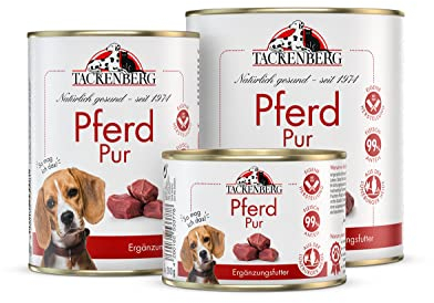 TACKENBERG Pferd Pur Nassfutter Dose für Hunde - Hundefutter in Premiumqualität - natürlich getreidefrei - 24 x 400 g