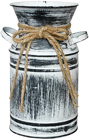 Soyizom Vase en métal en détresse avec Conception de Corde: Vase de Ferme Rustique et Seau galvanisé pichet de Campagne français et arrosoir Shabby Chic cruche pour Porte-Fleurs