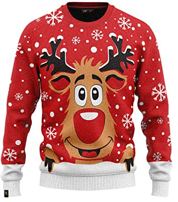 JAP Christmas - Lustiger Hässlicher Weihnachtspullover für Damen und Herren - Weihnachtspulli - Ugly Christmas Sweater - Rudolph