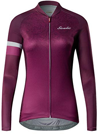 Santic Womens Cycling Jersey Long Sleeve Tops Biking Jersey Bicycle Bike Shirt Breathable Pink EU M