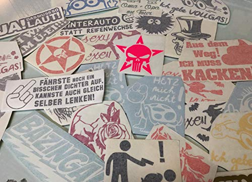 wDesigns 10er Set Autoaufkleber ÜBERPRODUKTION Aufkleber Motorrad Sticker Heckscheibe NEU