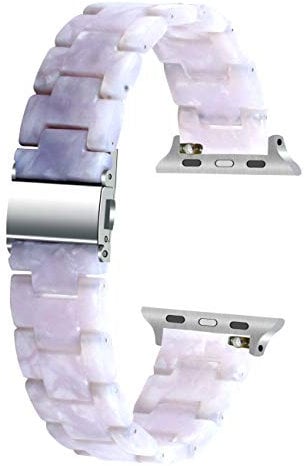 Juntan Compatible for Apple Watch 42mm 44mm iWatch Series 6 SE 5 4 3 2 1 Sport Resin Bracelets for Women Men Watch Strap Iridescent White