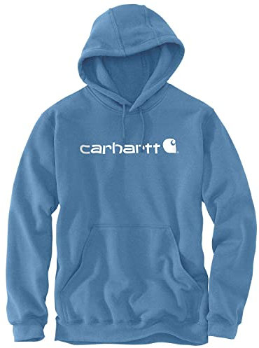 Carhartt Felpa Vestibilità Ampia, Media Pesantezza, Con Grafica Del Logo, Uomo, Blu (Laguna Blu Heather), XS