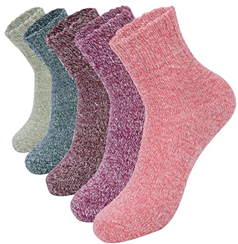 YANGTE Thermal Socks for Women 4-7, 5 Pairs Thick Warm Winter Wool Socks for Ladies