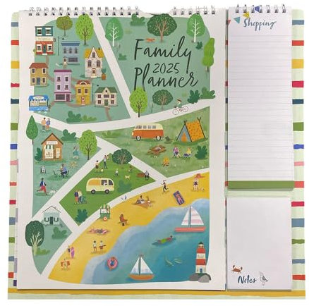 1ABOVE 2026 Family Organiser Calendar Wall Planner With Memo Pad & Shopping List, Monthly Five Columns - TOWN