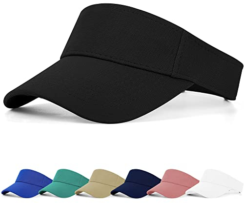 FCHUI Visor Cap Sonnenhut, Sandwich Golf Tenniskappe mit Sonnenblende, Baseball Kappe Baseballmütze Einstellbar Sommerhut mit Klettverschluss Freizeit Sommer Unisex (Schwarz)