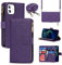 Cavor Crossbody iPhone 12 Mini Case With Card Holder With Strap,Flip Leather Wallet Case,[9 Card Holder] Zipper Detachable Lanyard Phone Case Cover for Women for iPhone 12 Mini - Purple