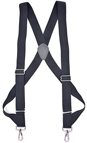 DELIGUO Bretelle da Uomo - Bretelle da Camionista Larghe 3,5 Cm X-Back con 2 Ganci Girevoli A Clip Laterali Accessori per Costumi Cinturino Elastico Regolabile,Nero,3,5Cm