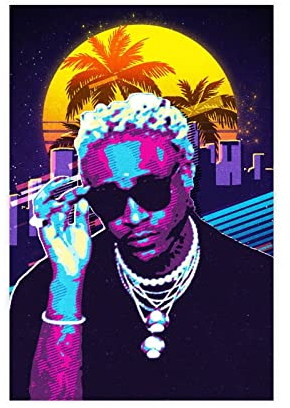 Hiphop Rapper Future Retro Nayvadius DeMun Wilburn 80er Jahre 1 Leinwand-Poster, Wandkunst, Dekoration, Gemälde für Wohnzimmer, Schlafzimmer, Dekoration, Unrahmen-Stil, 50 x 75 cm